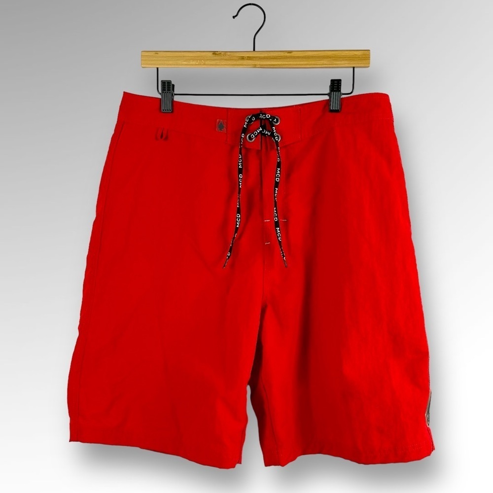 MCG Mens Summer Casual Solid Color Red Beach Swimwear Shorts Sz 34